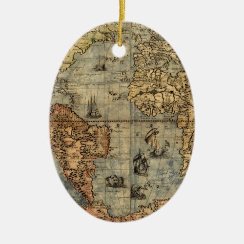 World Map Vintage Historical Antique Atlas Ceramic Ornament