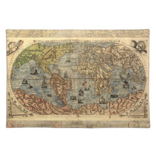 World Map Vintage Historical Antique Atlas Cloth Placemat