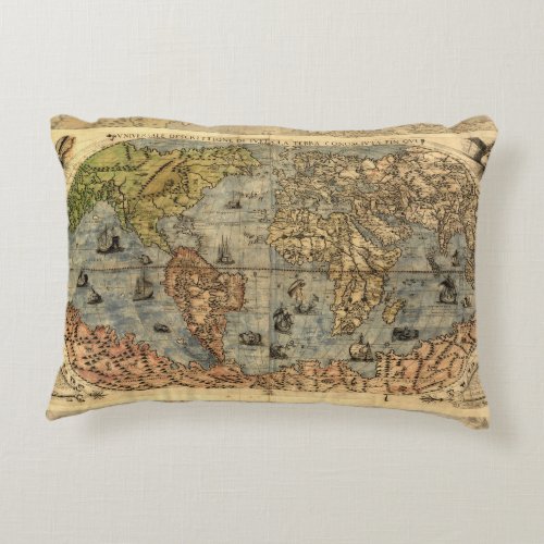 World Map Vintage Historical Antique Atlas Decorative Pillow