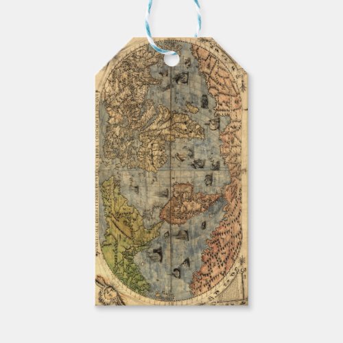World Map Vintage Historical Antique Atlas Gift Tags