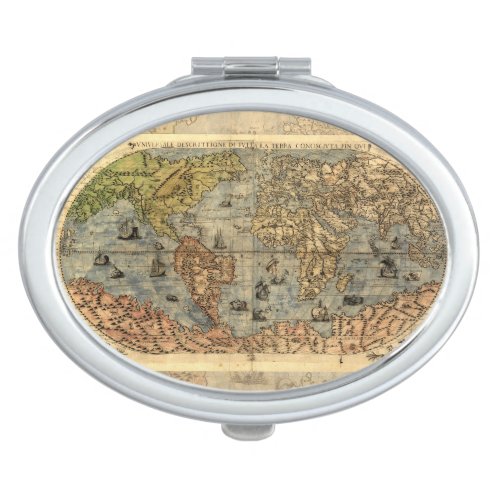 World Map Vintage Historical Antique Atlas Makeup Mirror