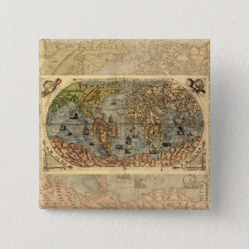 World Map Vintage Historical Antique Atlas Pinback Button