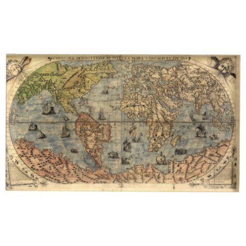 World Map Vintage Historical Antique Atlas Place Card Holder