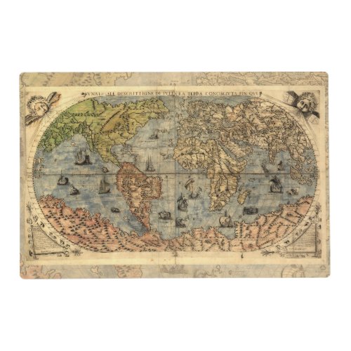 World Map Vintage Historical Antique Atlas Placemat