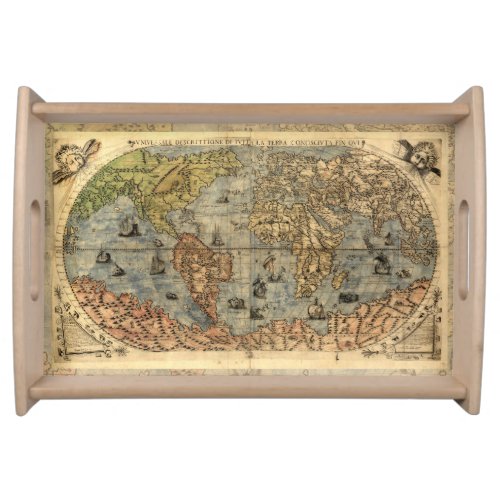 World Map Vintage Historical Antique Atlas Serving Tray