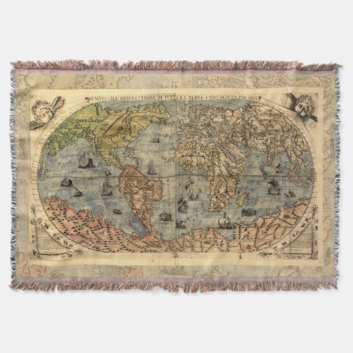 World Map Vintage Historical Antique Atlas Throw Blanket