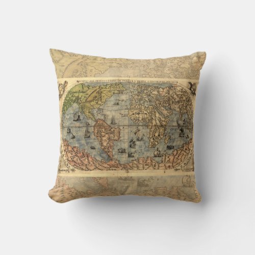 World Map Vintage Historical Antique Atlas Throw Pillow