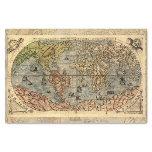 World Map Vintage Historical Antique Atlas Tissue Paper