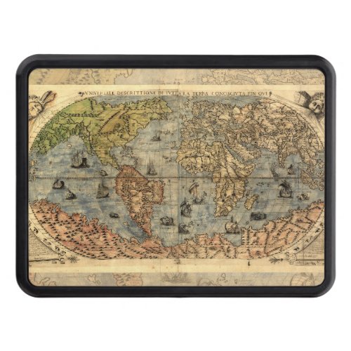 World Map Vintage Historical Antique Atlas Trailer Hitch Cover