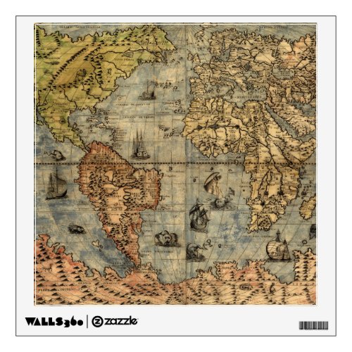 World Map Vintage Historical Antique Atlas Wall Sticker