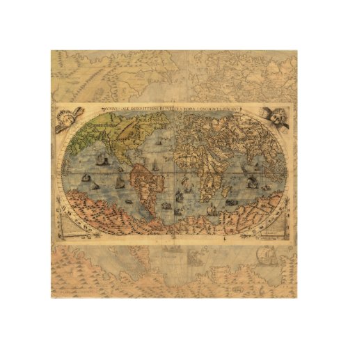 World Map Vintage Historical Antique Atlas Wood Wall Decor