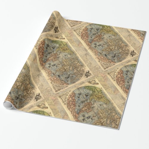 World Map Vintage Historical Antique Atlas Wrapping Paper