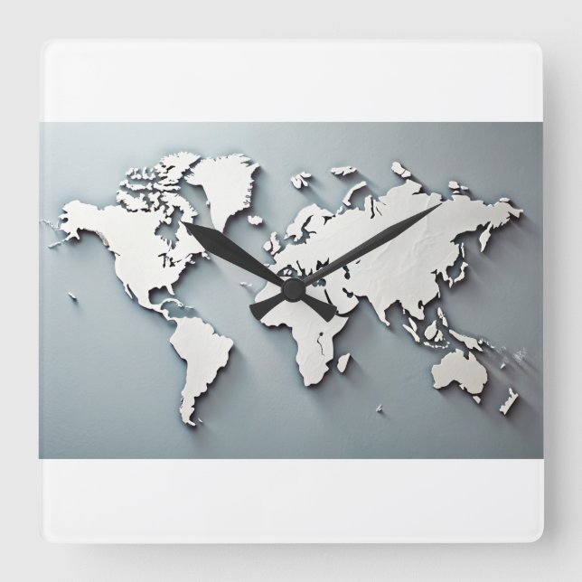 World Map Wall Art Clock (Front)