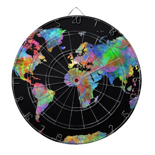 world map watercolor 15 dartboard