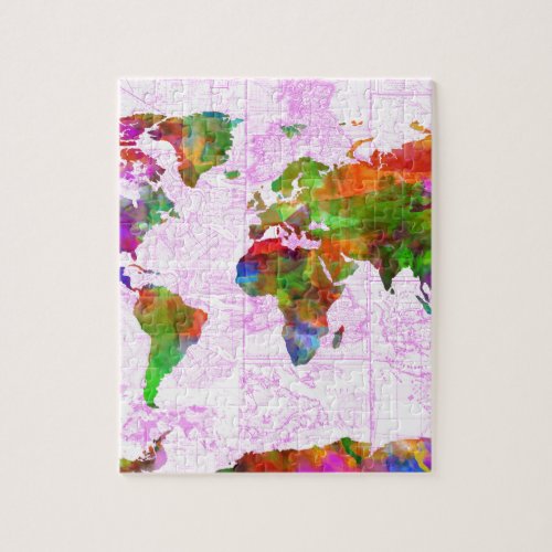 world map watercolor  4 jigsaw puzzle