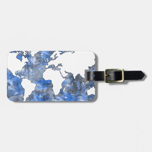 world map watercolor 7 luggage tag