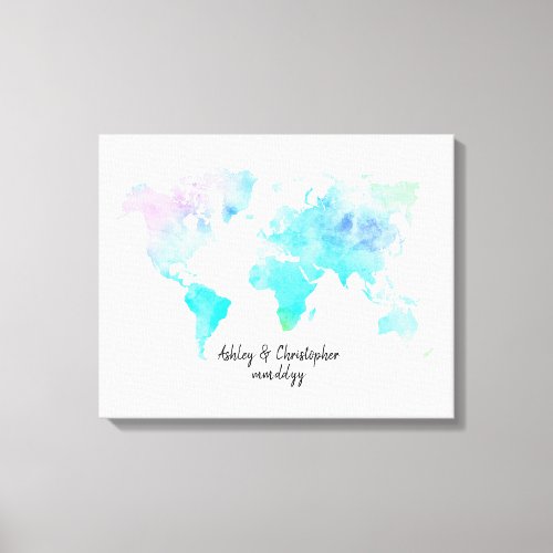 World Map Wedding Guest Book Alternative Canvas