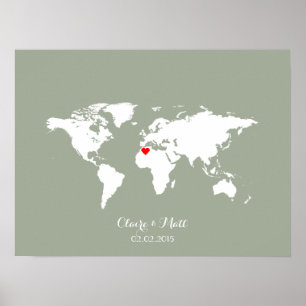 world map wedding guest book signing board