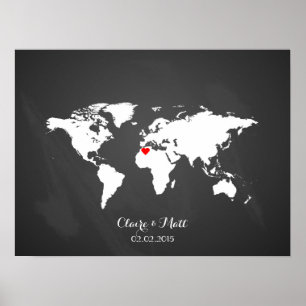 world map wedding guest book signing board