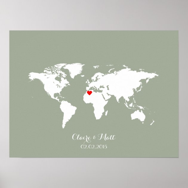 World Map Wedding Guest Book Signing Board Poster