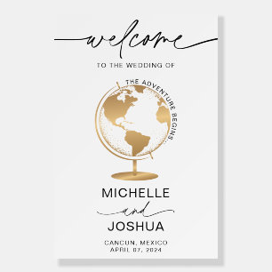 World Map Welcome Sign Destination Wedding Mexico