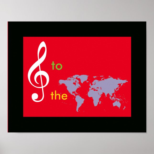 world map with a treble clef poster (Front)