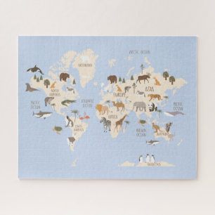 World Map with Animals Jigsaw Puzzle