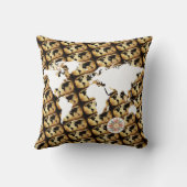 World-map with compass-rose throw pillow (Back)