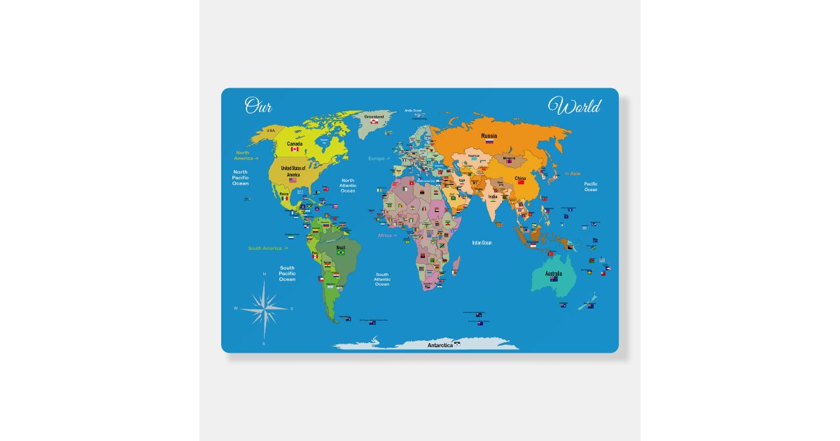 World Map with Flags Foam Board Zazzle