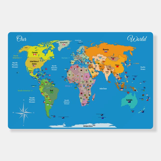 World Map with Flags  Foam Board (Front)
