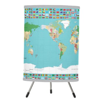 World Map With Flags Lamp by Mapology at Zazzle