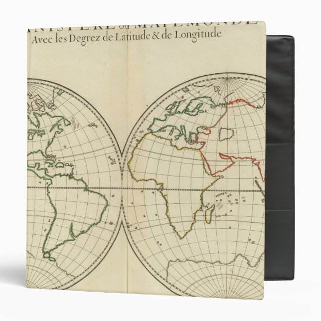 World Map with Latitude and Longititude 3 Ring Binder (Front/Inside)