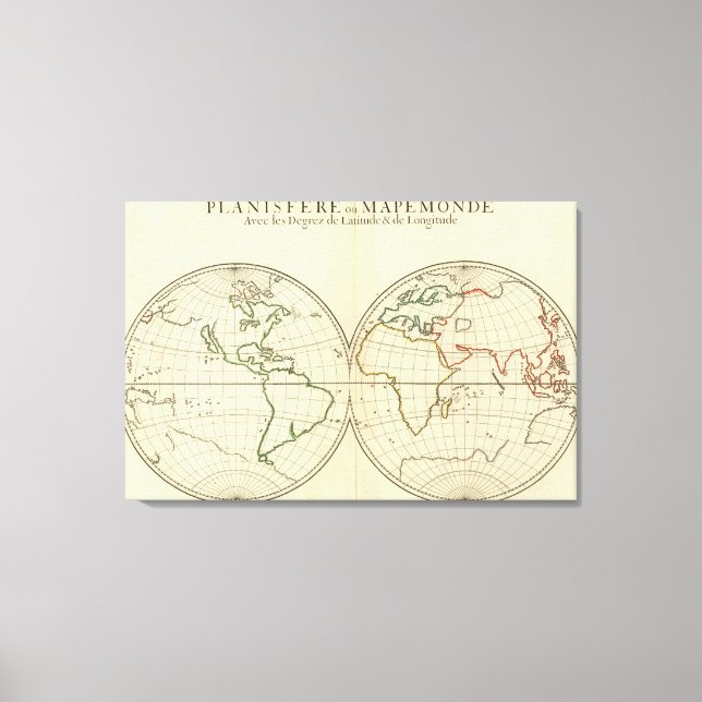 World Map with Latitude and Longititude Canvas Print (Front)