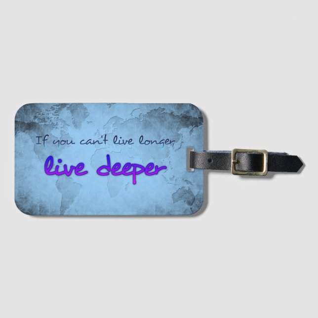 World map with quote luggage tag (Front Horizontal)