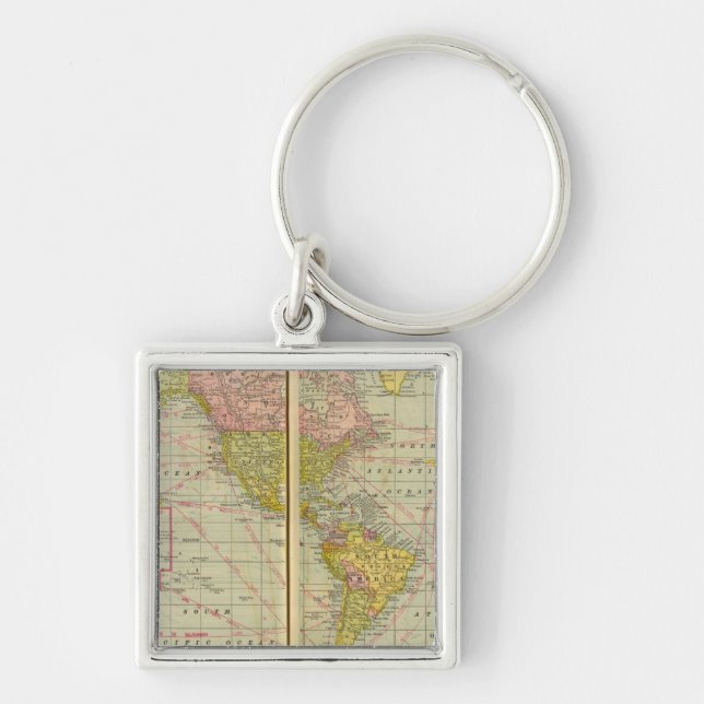 World map with shipping lanes keychain (Front)