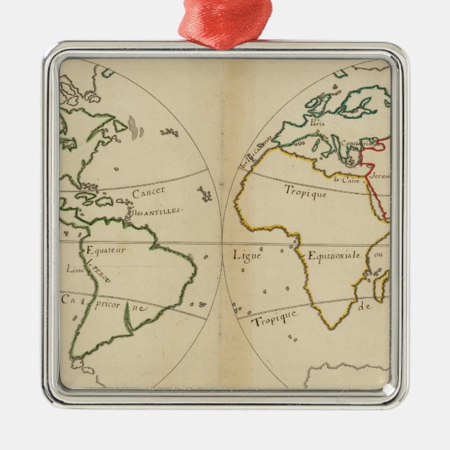 World Map with Tropics Metal Ornament (Front)
