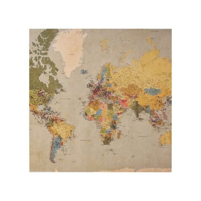 world map wood wall art (Front)
