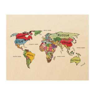 World Map Wood Wall Art