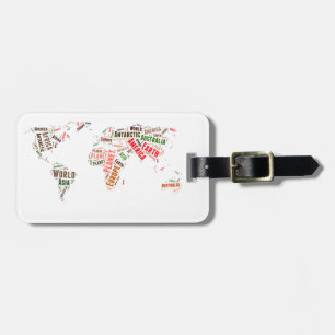 World map words cloud luggage tag