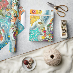World Map Wrapping Paper