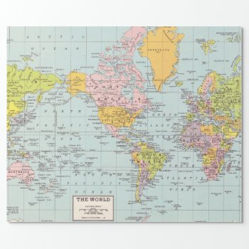 World Map Wrapping Paper by Mapology at Zazzle