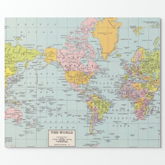 world map wrapping paper zazzlecom