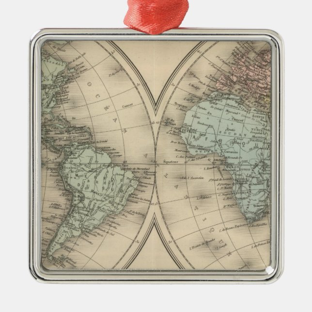 World maps metal ornament (Front)