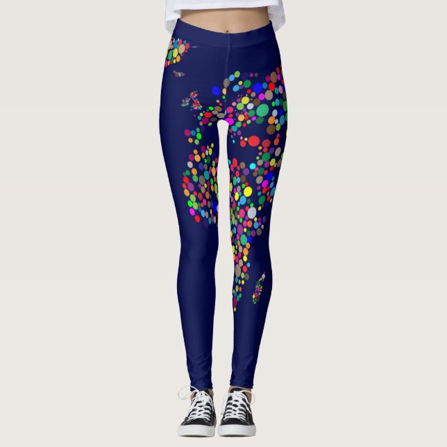 World Maps polkas Leggings (Front)