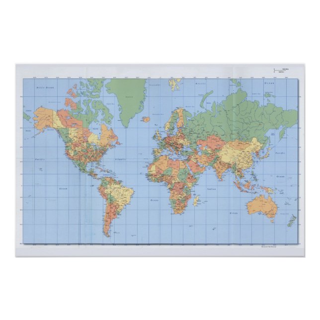 World Maps, Printed Map Poster (Front)