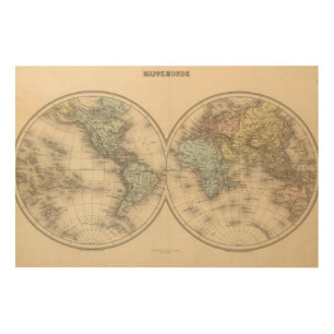 World maps wood wall art