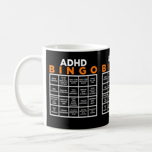 World Mental Health Awareness Day ADHD Bingo Funny Coffee Mug (Left)