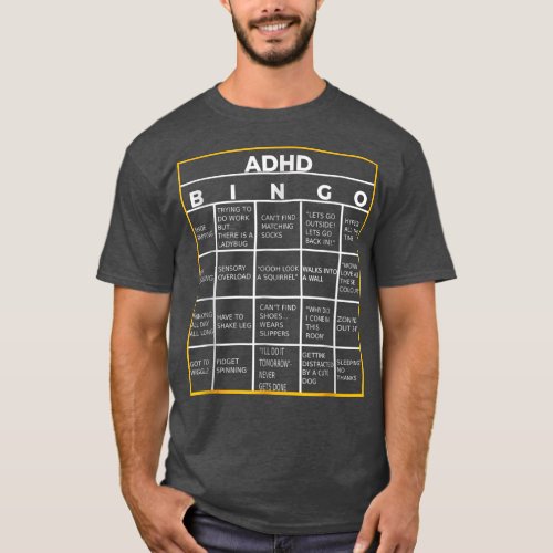 World Mental Health Awareness Day ADHD Bingo Funny T_Shirt