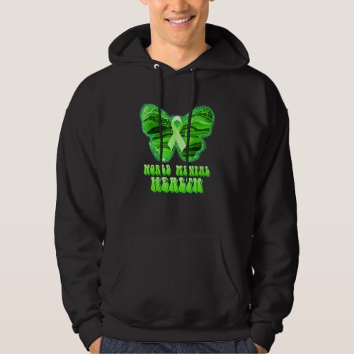 World Mental Health Butterfly Green Ribbon Support Hoodie