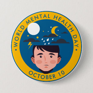 World Mental Health Day, man Button